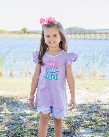 Jellybean Girl's One Fish Two Fish Scallop Short Set - Persnickety Shop