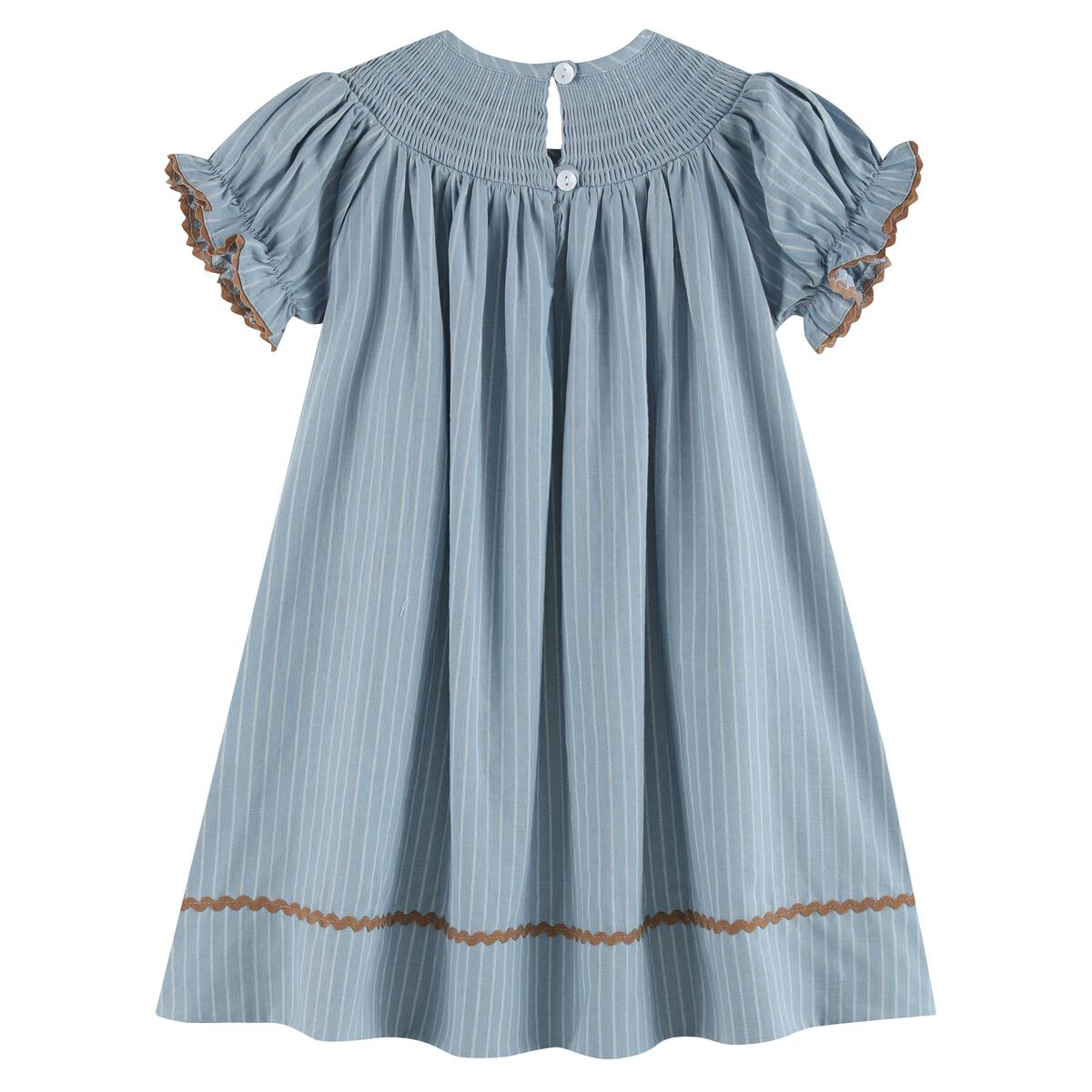 Lil Cactus *Pre-Order* Light Blue Puppy Smocked Bishop Dress