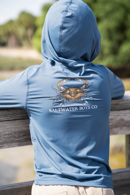 SALTWATER BOYS COMPANY PERFORMANCE GRAPHIC HOODIE- CRAB