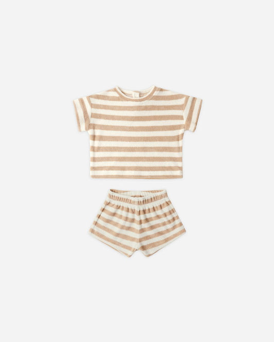Terry Tee + Short Set || Latte Stripe - Persnickety Shop