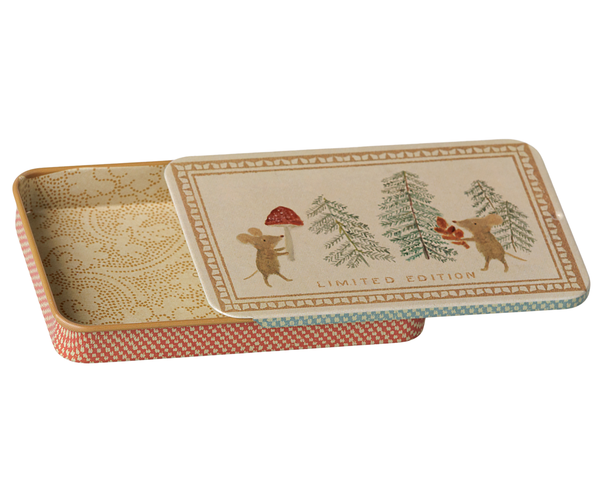 Maileg Metal box w. sliding lid - Christmas mice
