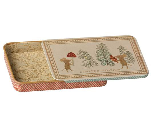 Maileg Metal box w. sliding lid - Christmas mice