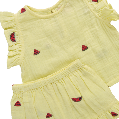 Pink Chicken - Baby Girls Girls Roey 2-PC Set - Watermelon Embroidery - Persnickety Shop