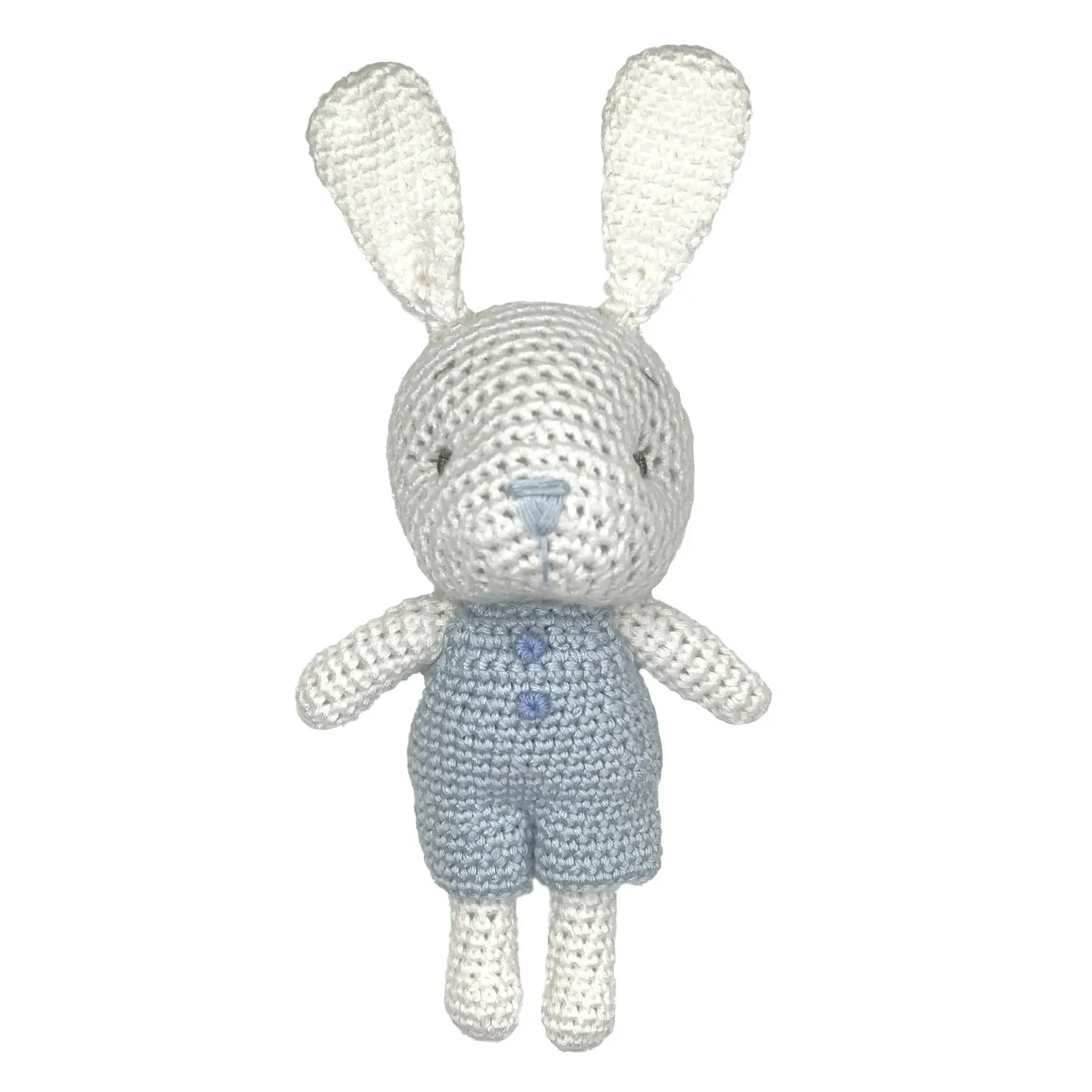 Bunny Bamboo Crochet Rattle-Blue 5" - Persnickety Shop