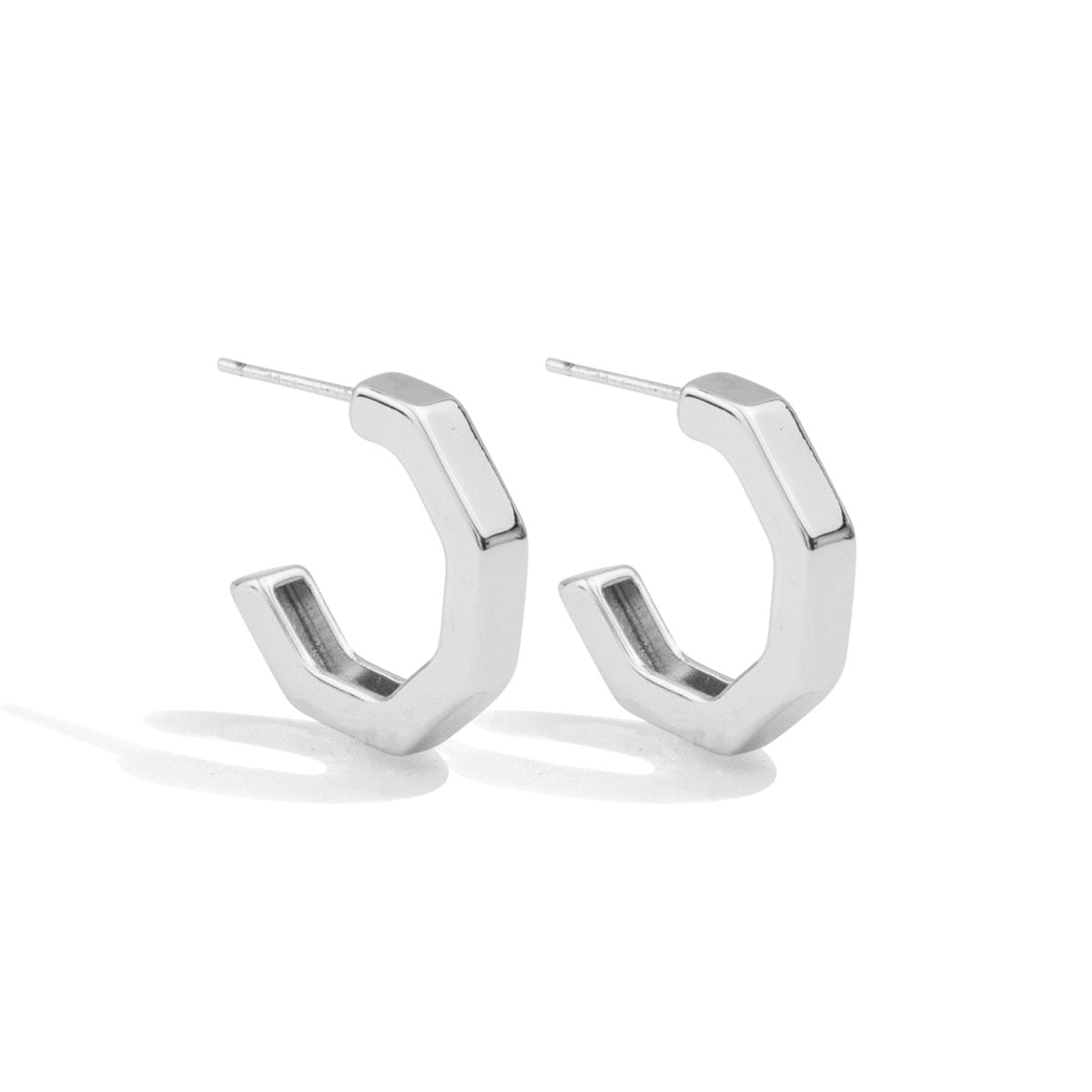 Medium Octogon Hoops Silver - Persnickety Shop