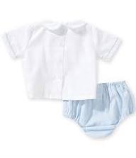 Petit Ami Boys Hand Picture Smocked Train Top & Diaper Set