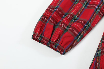 Lil Cactus *Pre-Order* Red and Green Christmas Plaid Smocked Dress