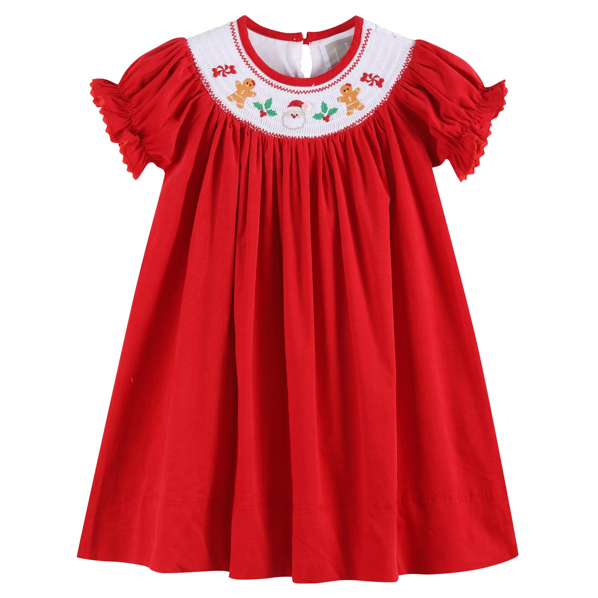 Lil Cactus Red Velvet Christmas Smocked Bishop Dress