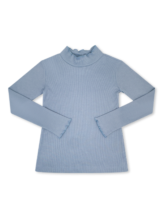 Bisby Remi Ribbed Turtleneck - Bluebird Light Blue