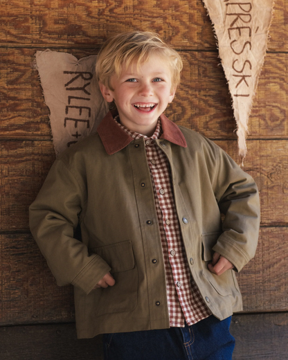 RYLEE + CRU COLLARED LONG SLEEVE SHIRT BRICK CHECK