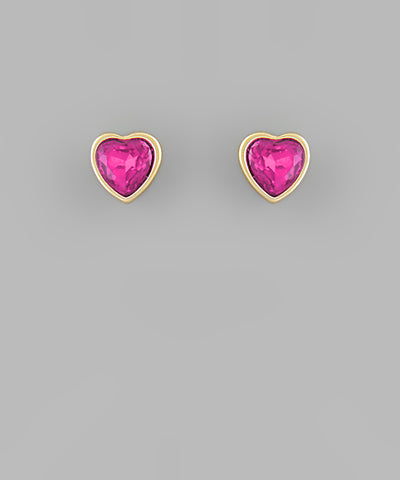 Glass Fuchsia Heart Stud Earrings - Persnickety Shop