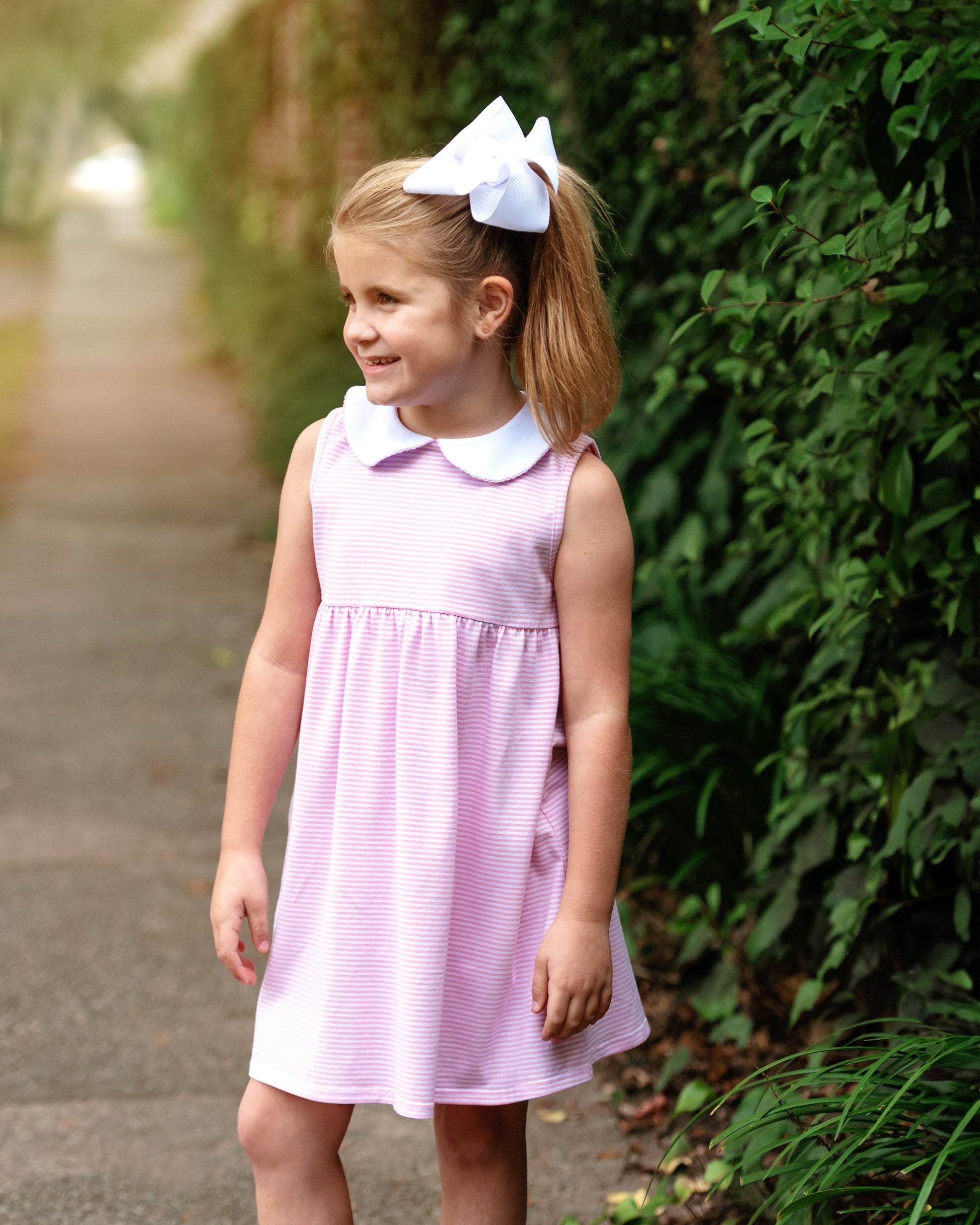 Jellybean Charlotte Sleeveless Dress- Light Pink Stripe - Persnickety Shop