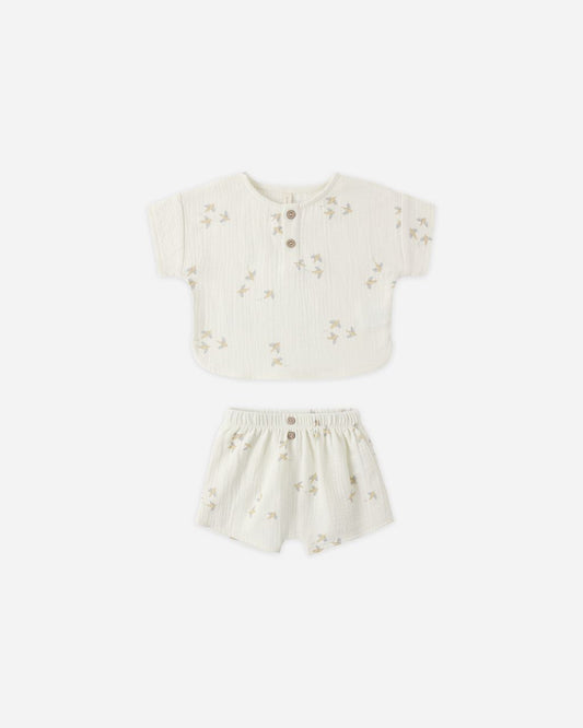 Woven Boxy Top + Short Set || Birds - Persnickety Shop