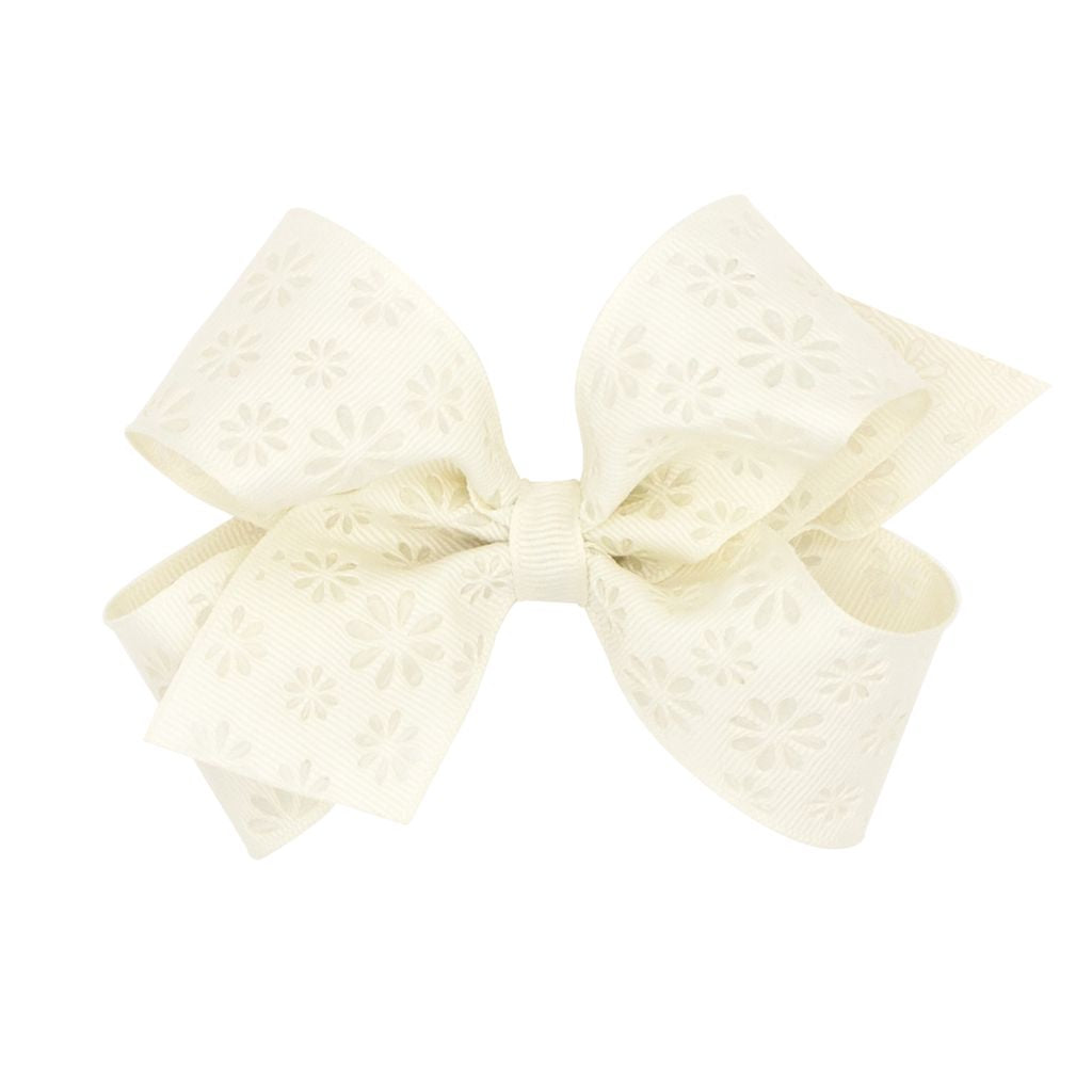 Wee Ones Embossed Flower Pattern on Grosgrain Hair Bow - Persnickety Shop