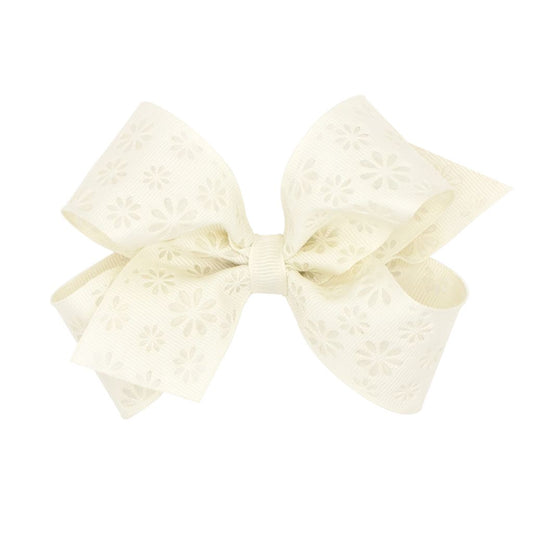 Wee Ones Embossed Flower Pattern on Grosgrain Hair Bow - Persnickety Shop