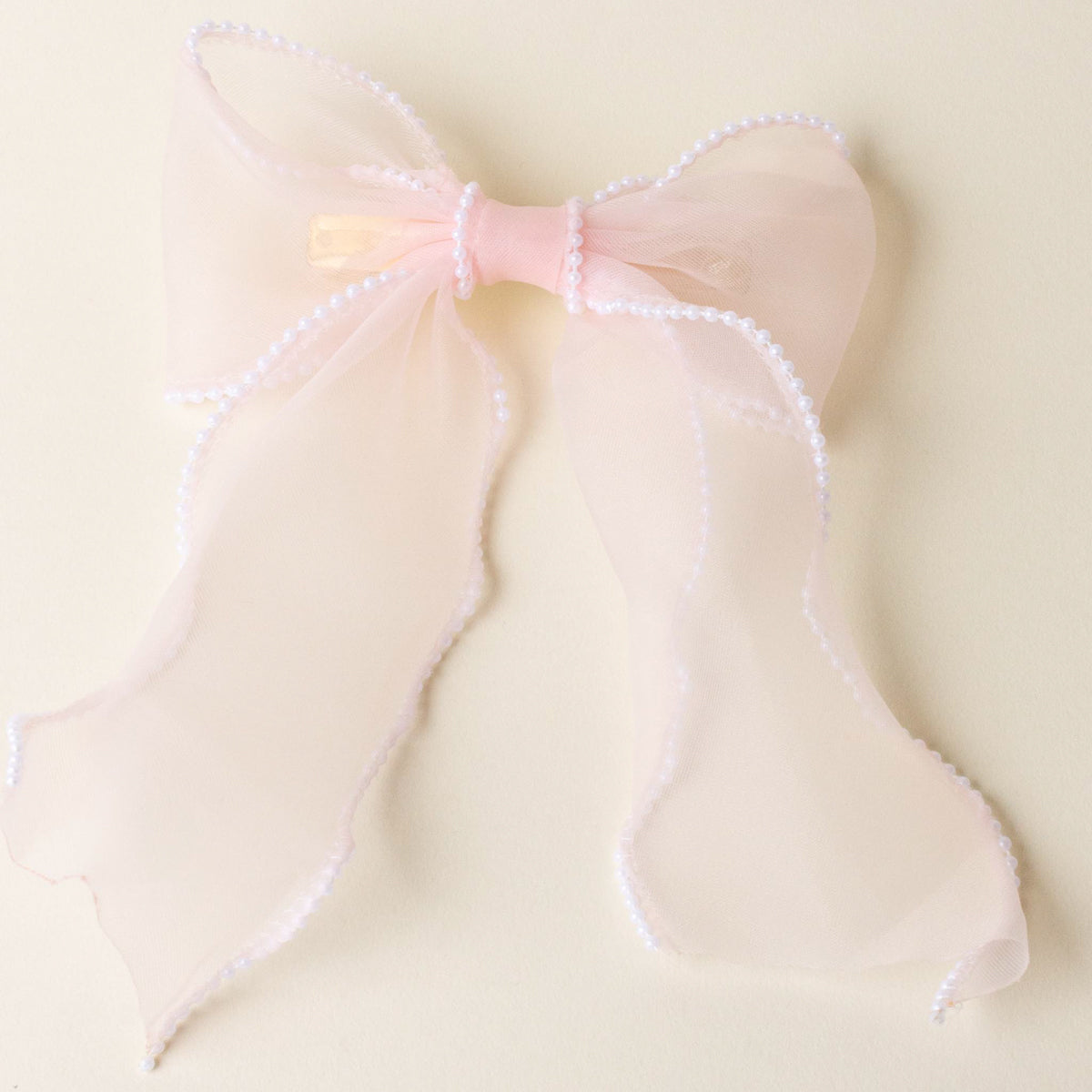 Blush Sheer Pearl Hair Bow - Persnickety Shop