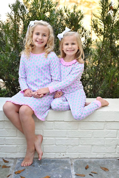 James & Lottie – Gingham Christmas Tree Lounge Collection GIRL Lounge Dress PREORDER - Persnickety Shop