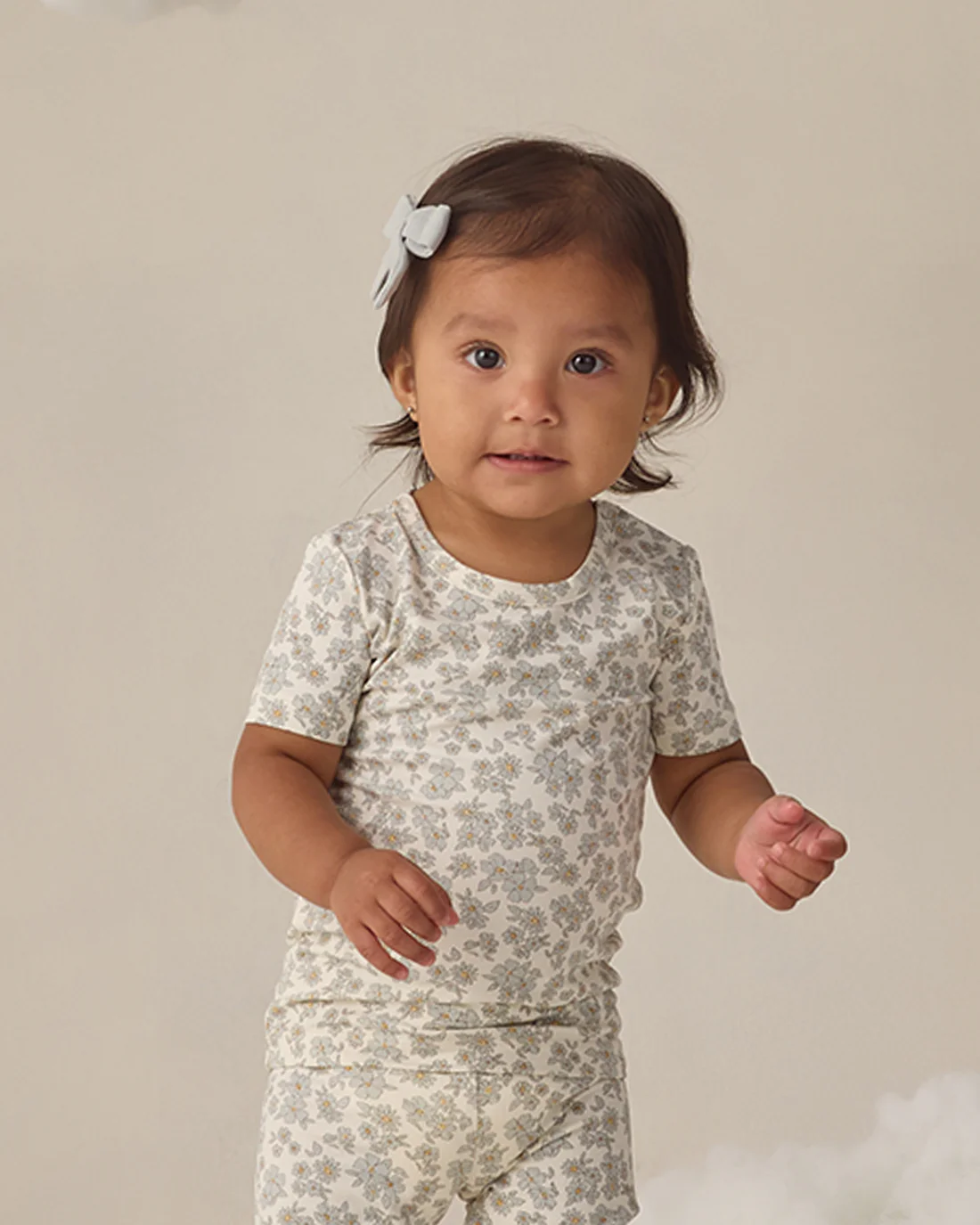 QUINCY MAE BAMBOO SHORT SLEEVE PAJAMA SET BLUE FLORAL - Persnickety Shop