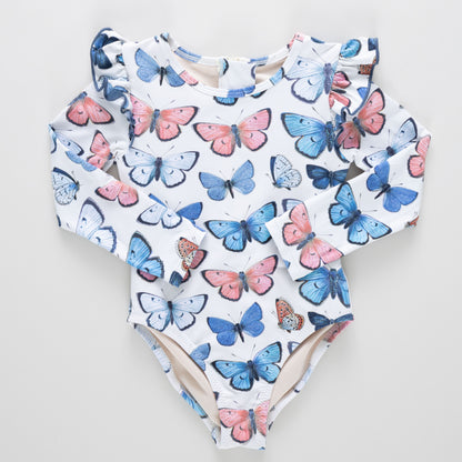 Girls Rachel Suit - vintage butterflies - Persnickety Shop