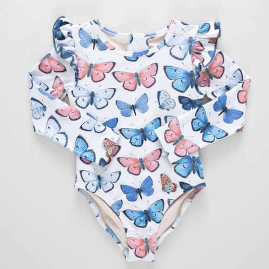 Girls Rachel Suit - vintage butterflies - Persnickety Shop