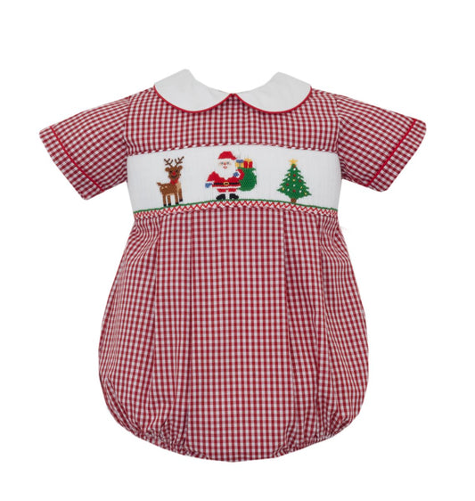 Anavini *Pre-Order*SANTA BOY´S - Red gingham boy's short bubble S/S