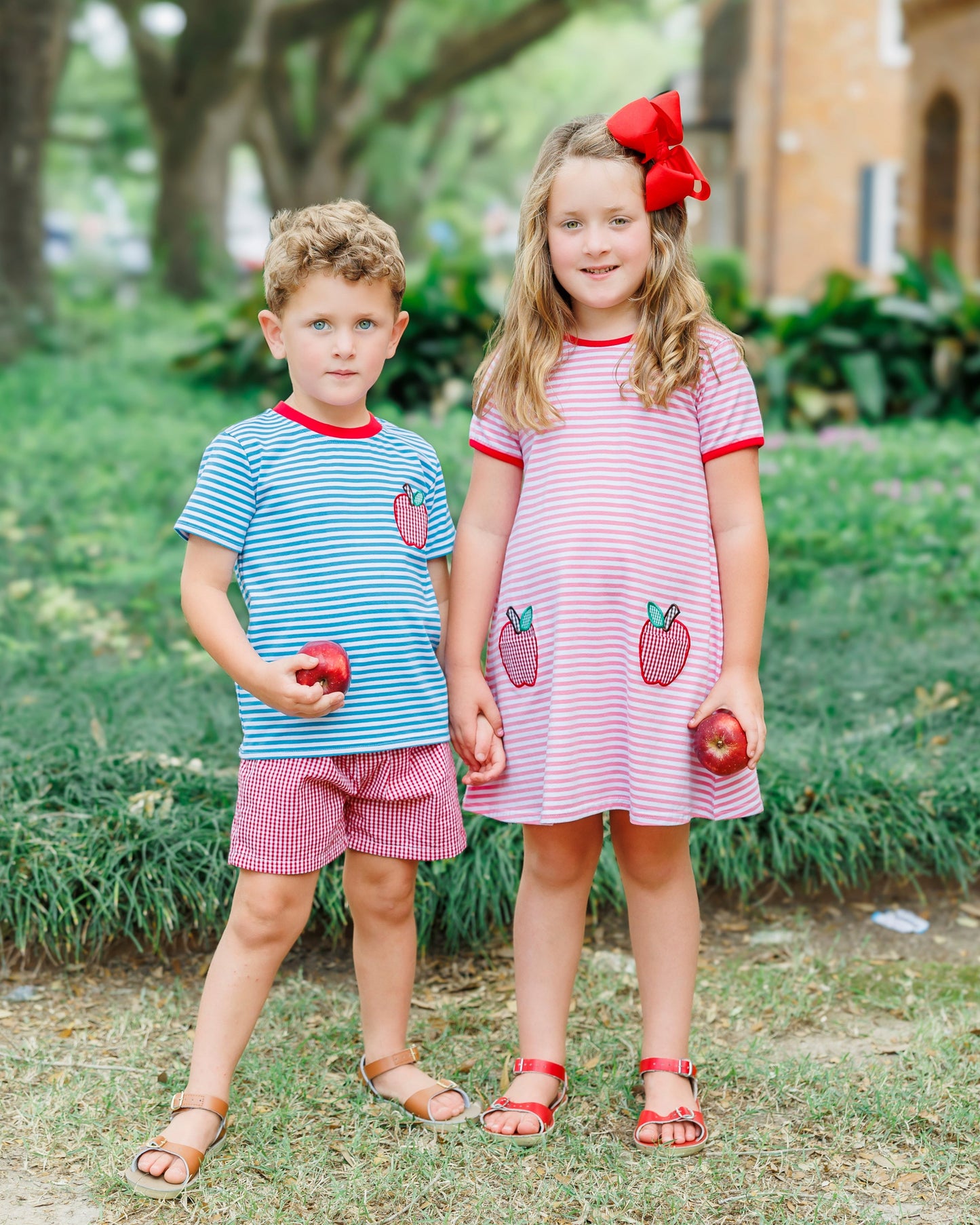 Apple Pocket Applique Dress  by Jellybean Smock Candy - Persnickety Shop