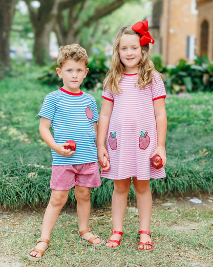 Apple Pocket Applique Dress  by Jellybean Smock Candy - Persnickety Shop