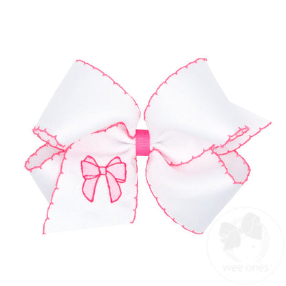 Embroidered Grosgrain Hair Bow - Persnickety Shop