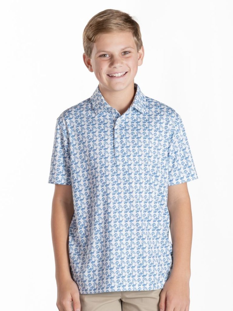Simply Southern Boy Polo Light Blue-Fish - Persnickety Shop