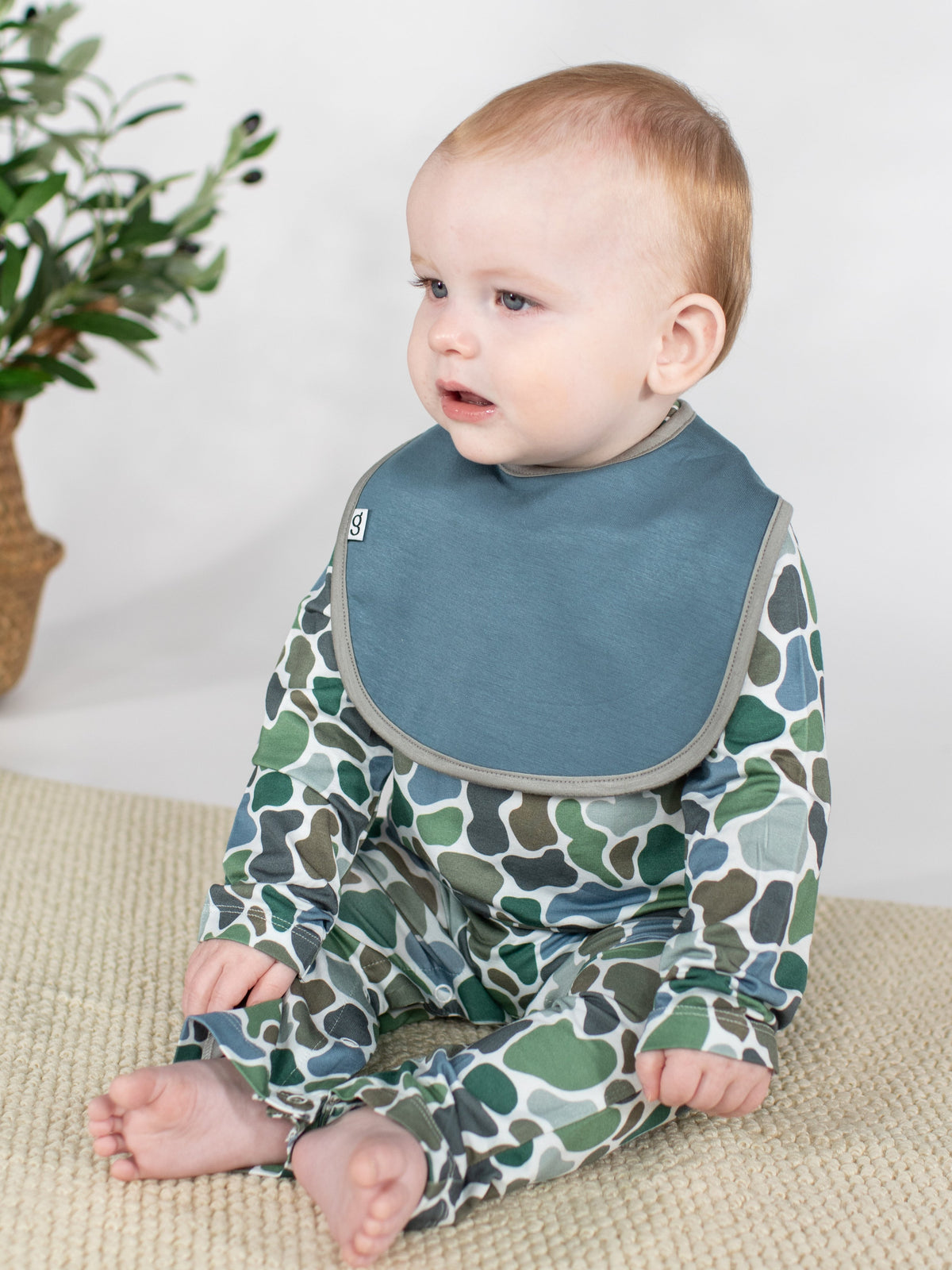 GOOSIES Long Sleeve Polo Romper-Pebble Camo