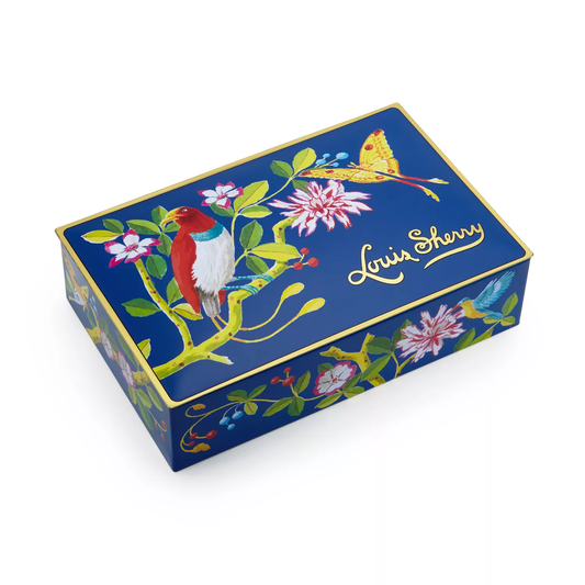 PREORDER Louis Sherry  12-Piece Box of Chocolate Truffle- Bird & Butterfly Tin Designed by Harrison Howard - Persnickety Shop