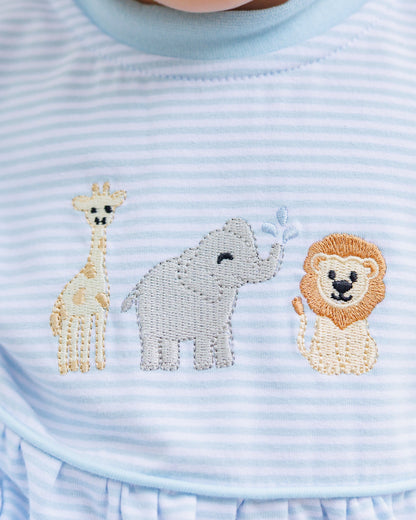 Jellybean by Smock Candy Zoo Crew Romper Blue