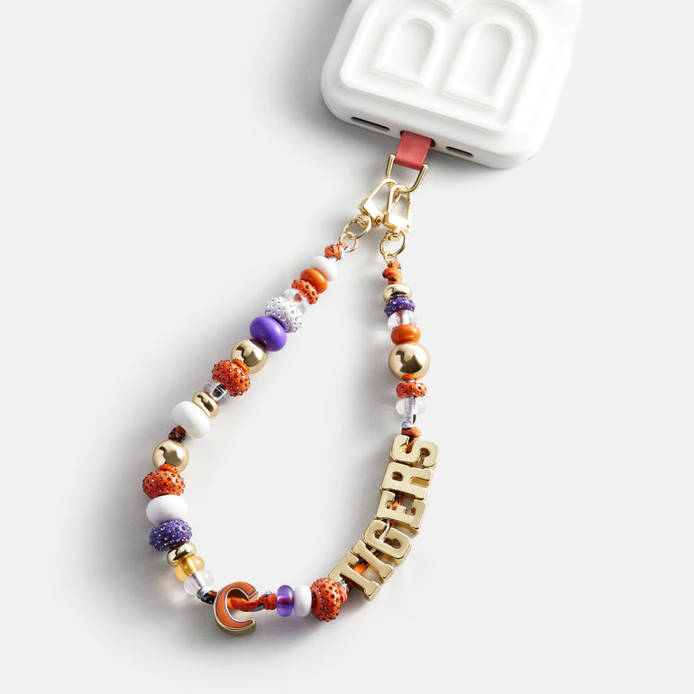 Clemson University Beaded Bandana Phone Charm