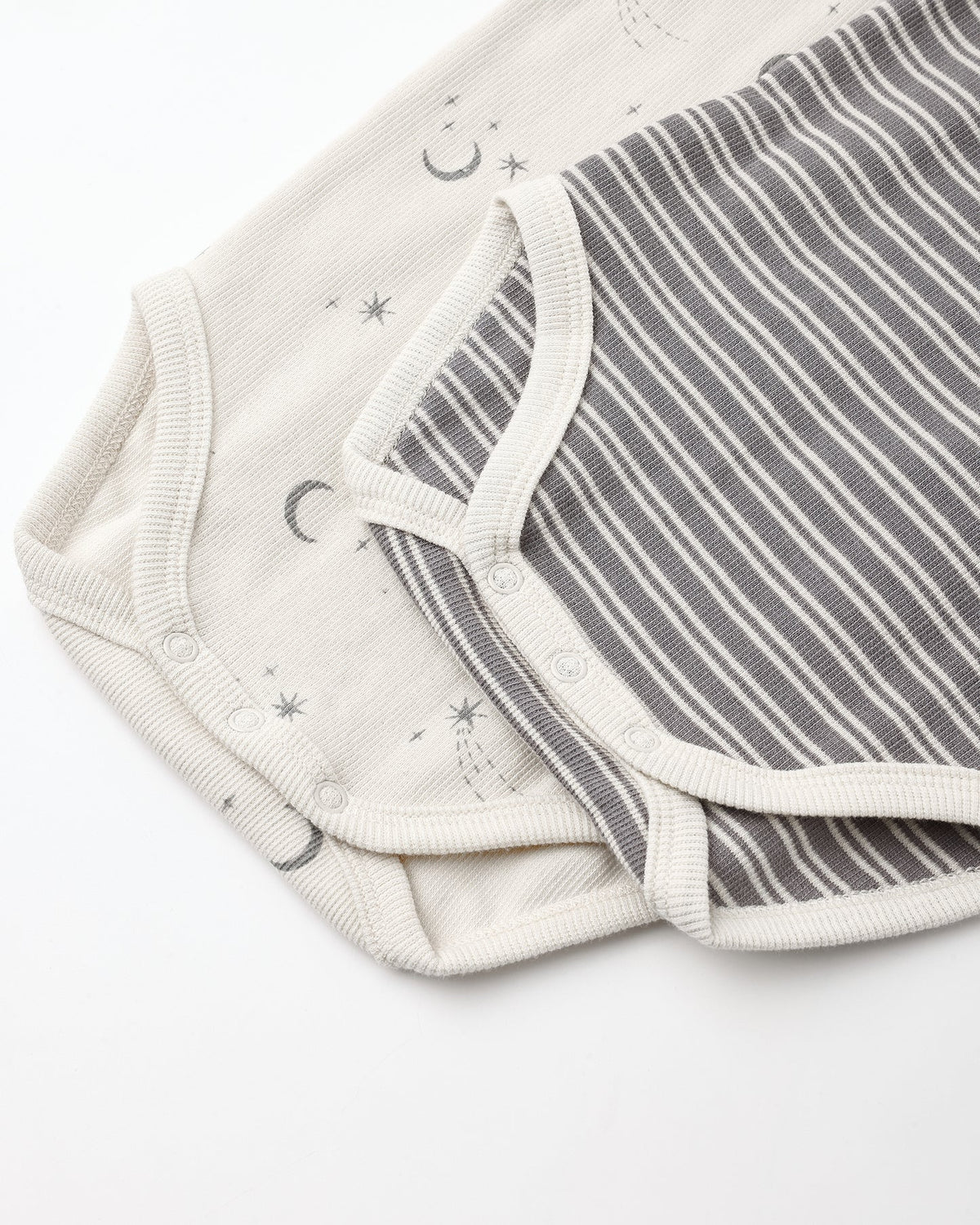 QUINCY MAE RIBBED BODYSUIT, 2 PACK SLATE MICROSTRIPE, CELESTIAL