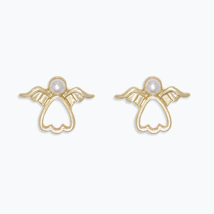 Earrings-Gold Angels with Pearls