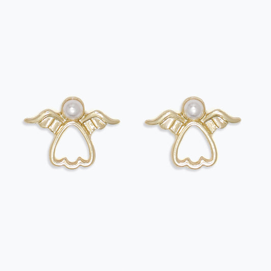 Earrings-Gold Angels with Pearls