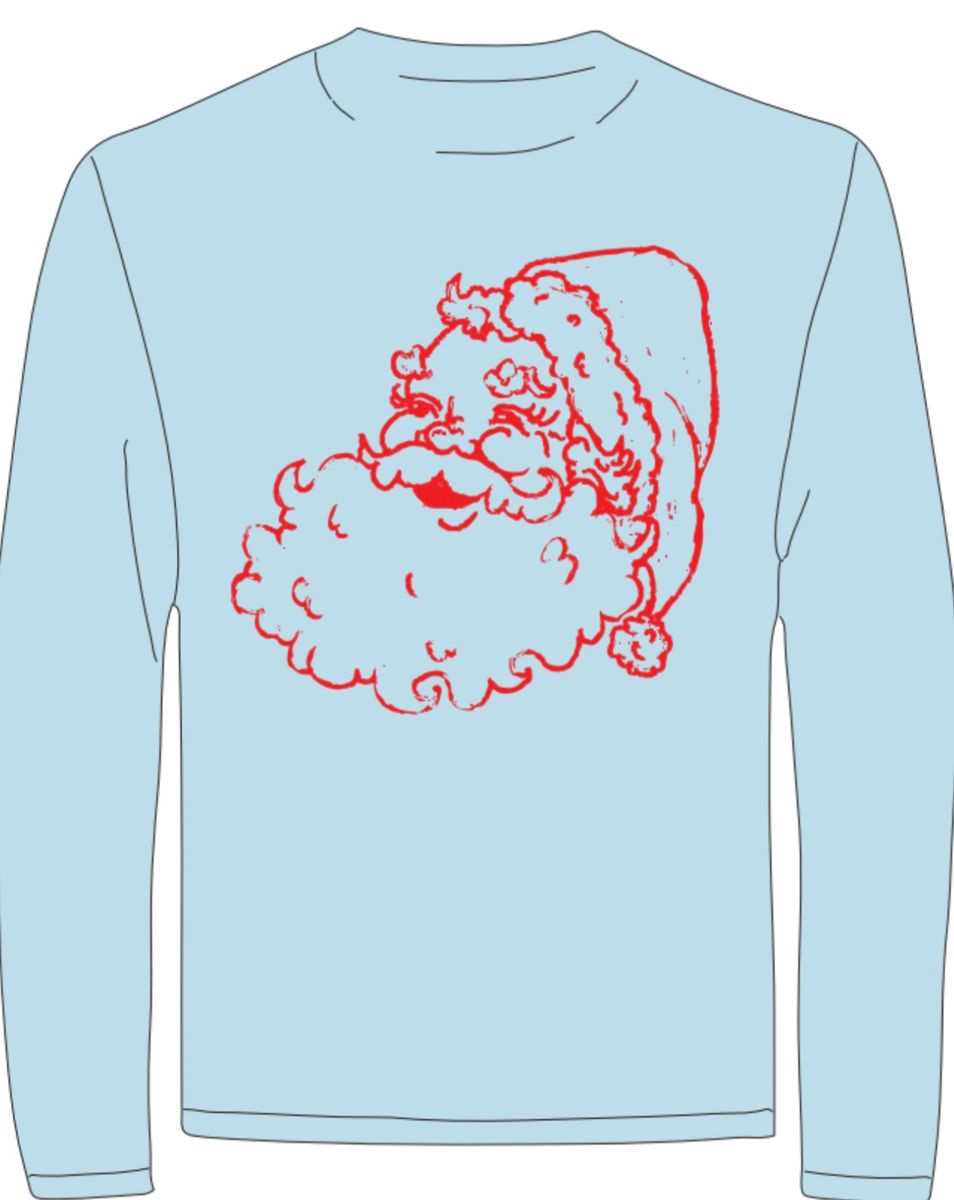 Mustard & Ketchup Kids *Pre-Order* Long-Sleeve Light Blue Santa T-Shirt
