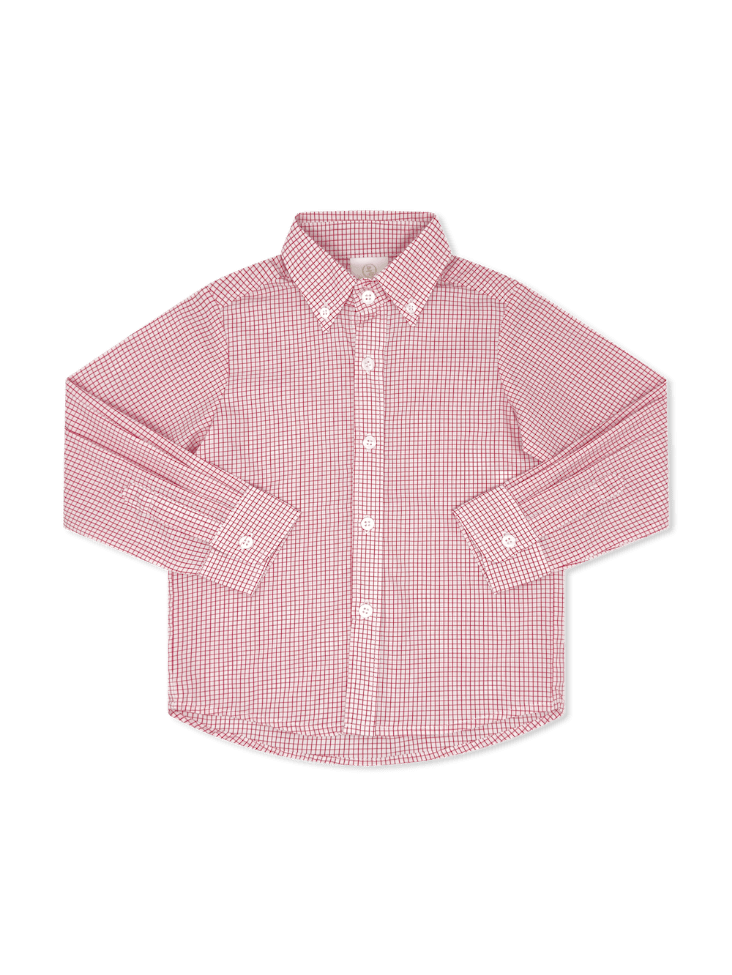 Lullaby Set Brees Button Down - Redford Red Windowpane
