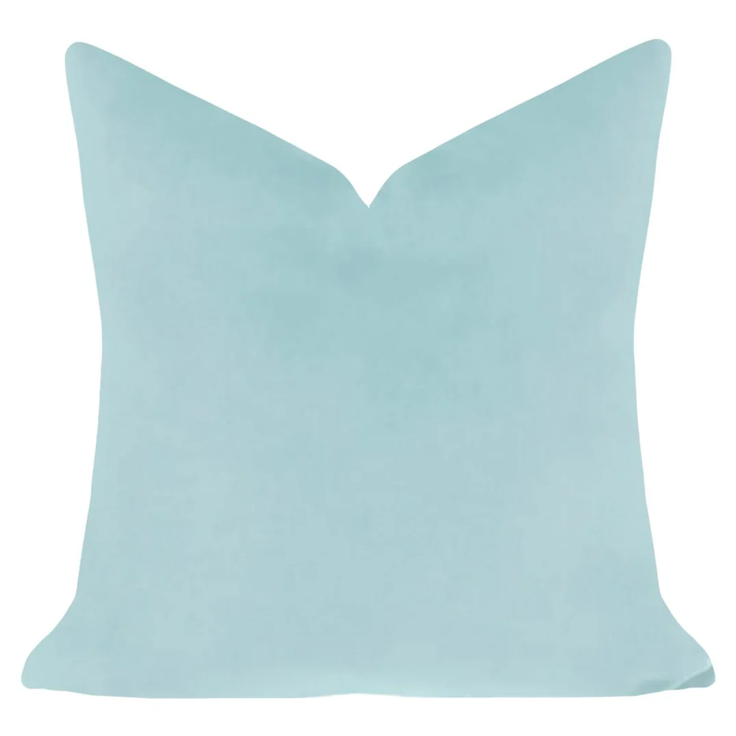 Spa Blue 22x22 Solid Velvet Pillow - Persnickety Shop