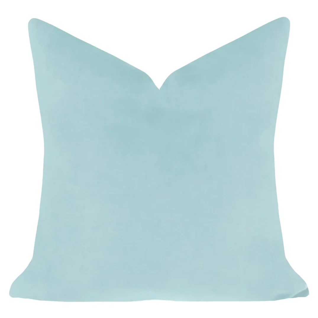 Spa Blue 22x22 Solid Velvet Pillow - Persnickety Shop