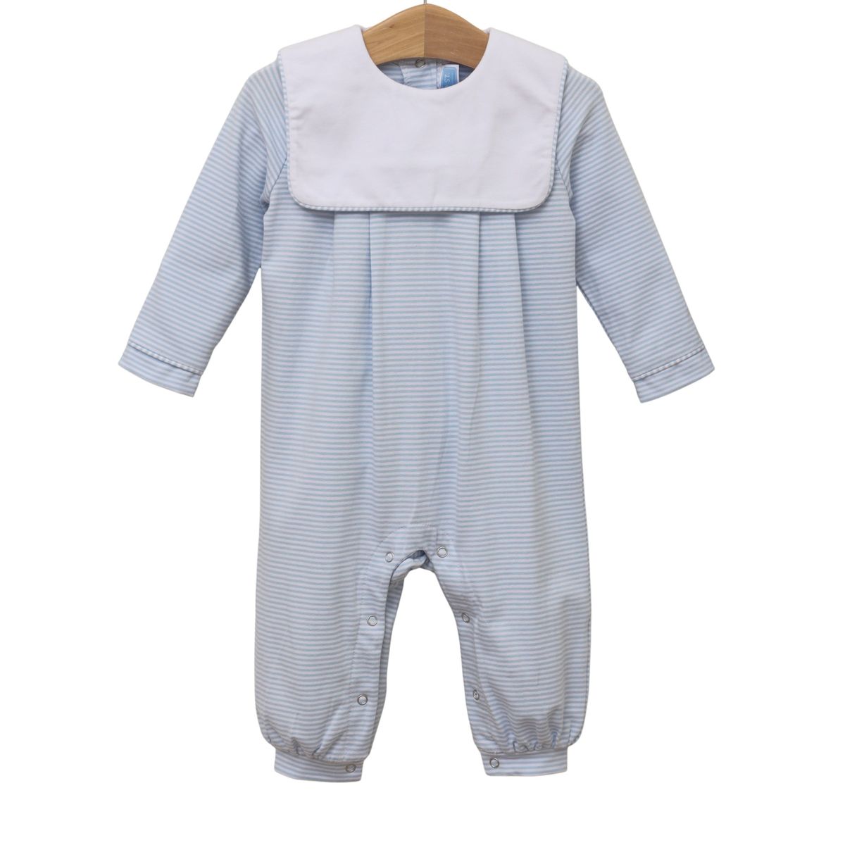 Trotter Street Kids Lucas Romper- Light Blue Stripe