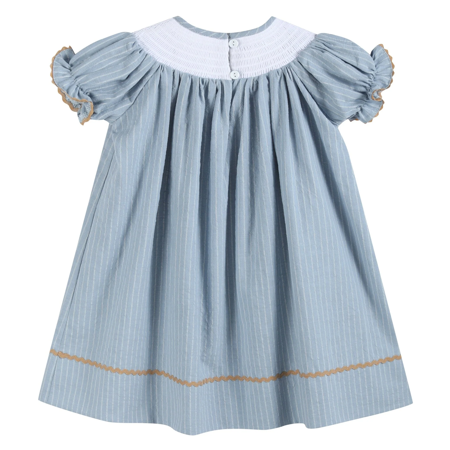 Light Blue Pinstripe Turkey Smocked Bishop Dress - Persnickety Shop