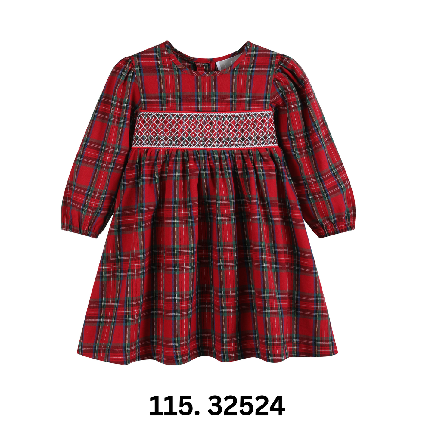 Lil Cactus *Pre-Order* Red and Green Christmas Plaid Smocked Dress