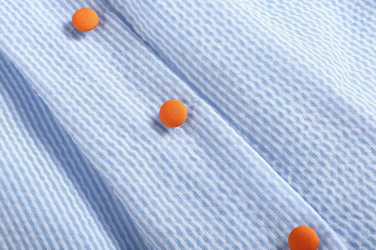 Lil Cactus *Pre-Order* Light Blue Seersucker Pumpkin Yoke Dress