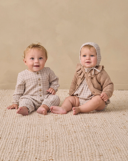Quincy Mae  EDEN ROMPER BLUE GINGHAM