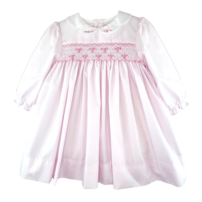 PETIT AMI Embroidered Holiday Smocked Pink Dress