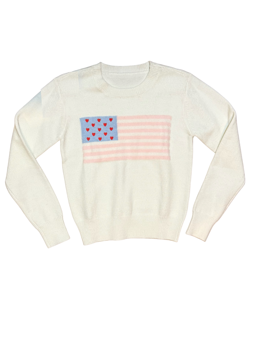 Tiegan White American Flag Sweater Tween - Persnickety Shop