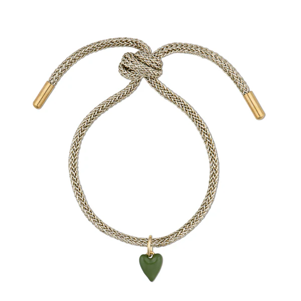 HART Gold Lurex Bracelet with Mini Heart Green