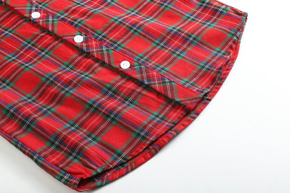 Lil Cactus *Pre-Order* Red & Green Gingham Button-Up