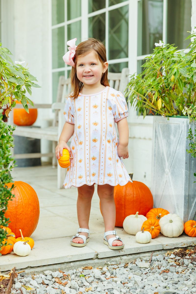 Trotter Street Kids Pumpkin Patch Scalloped Dress